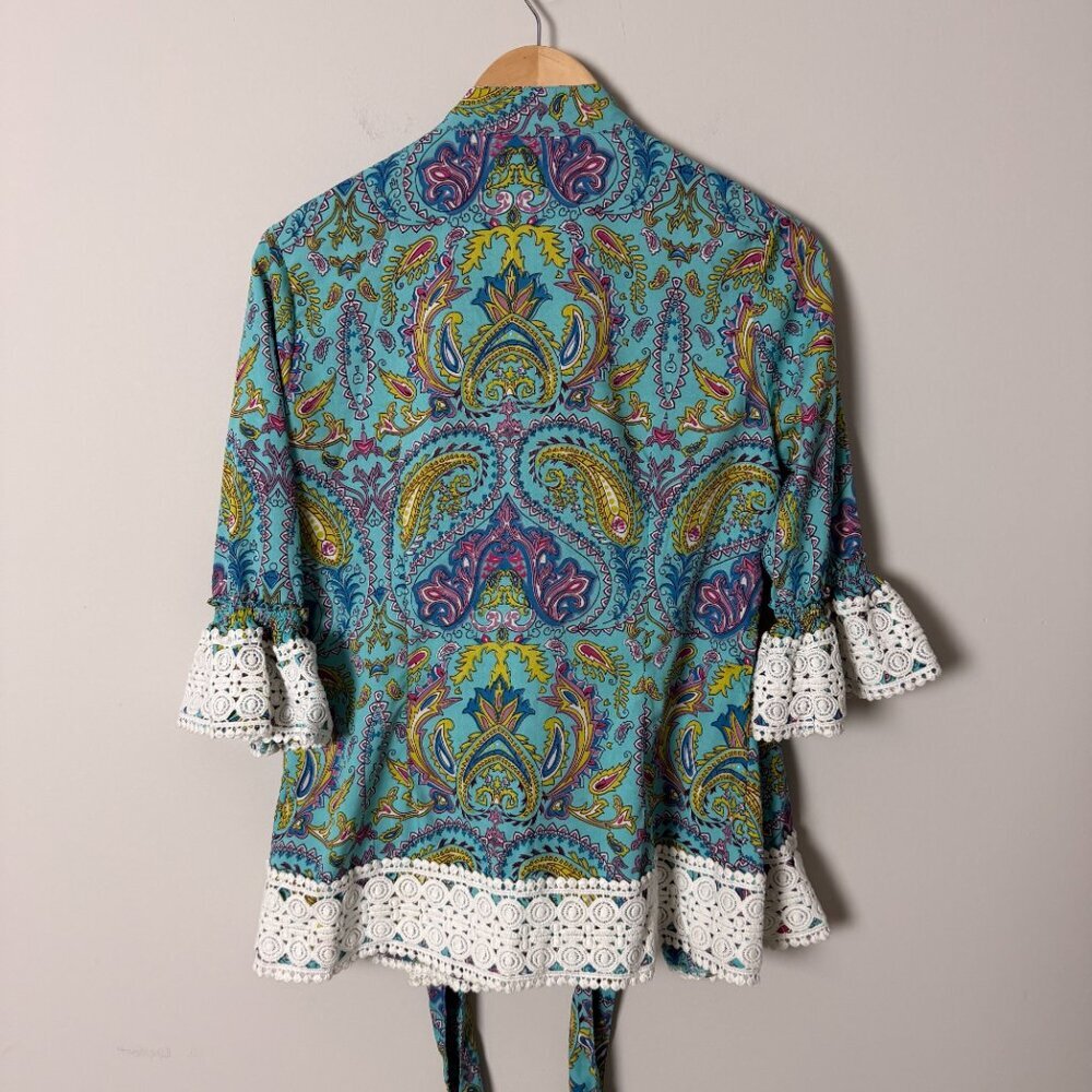 2/$30 Almatrichi Paisley Ruffle Top 38 - Picture 3 of 4
